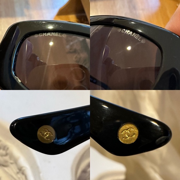 Chanel 5014 CC Quilted Vintage Sunglasses in Black and Gold Hue - Picture 14 of 17